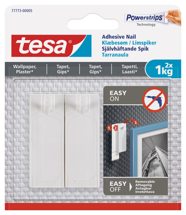 Tesa limspiker for tapet og gips 1 kg - 2 stk.